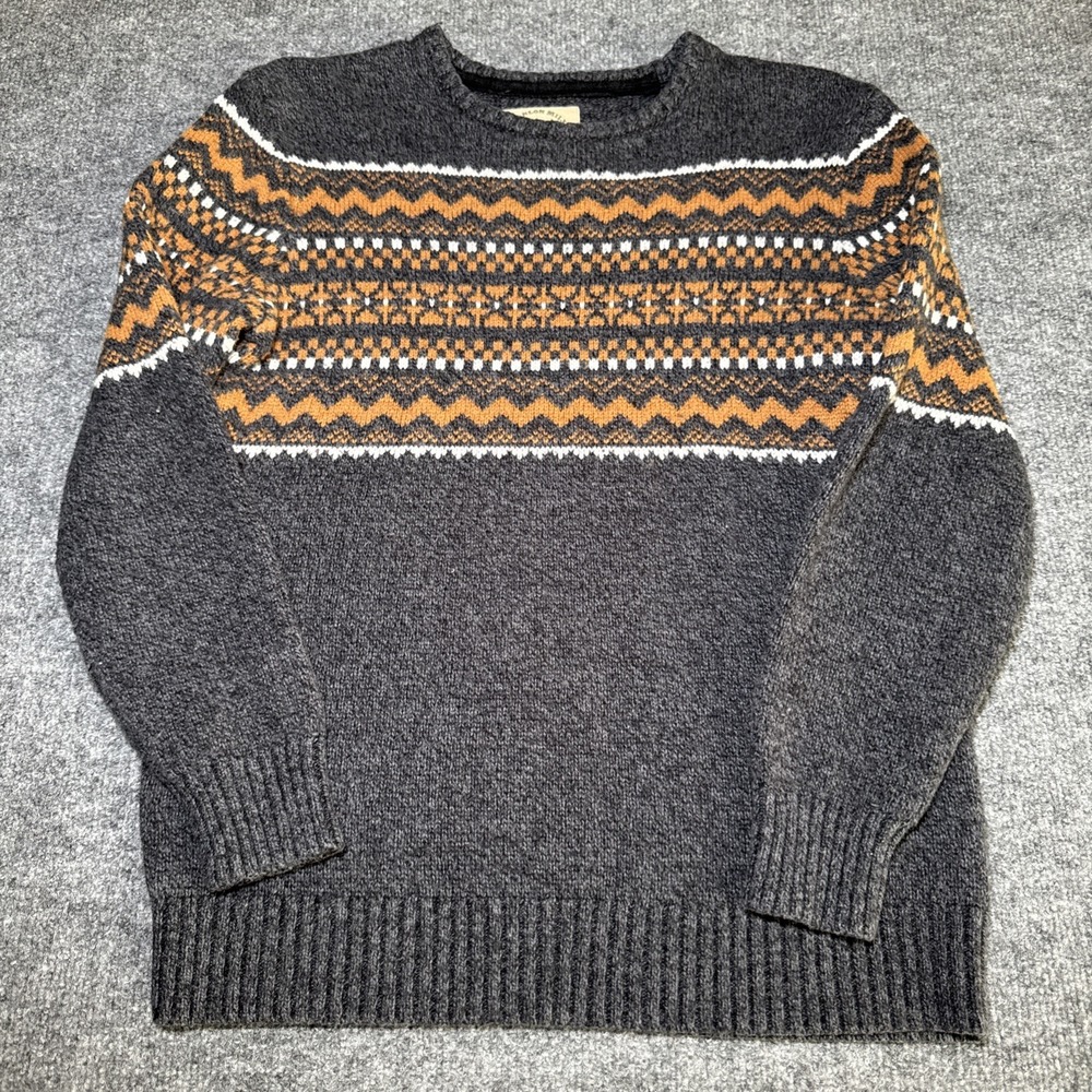O'Hanlon Mills Mens Pullover Wool Blend Sweater Size Small S Gray‎ Orange
